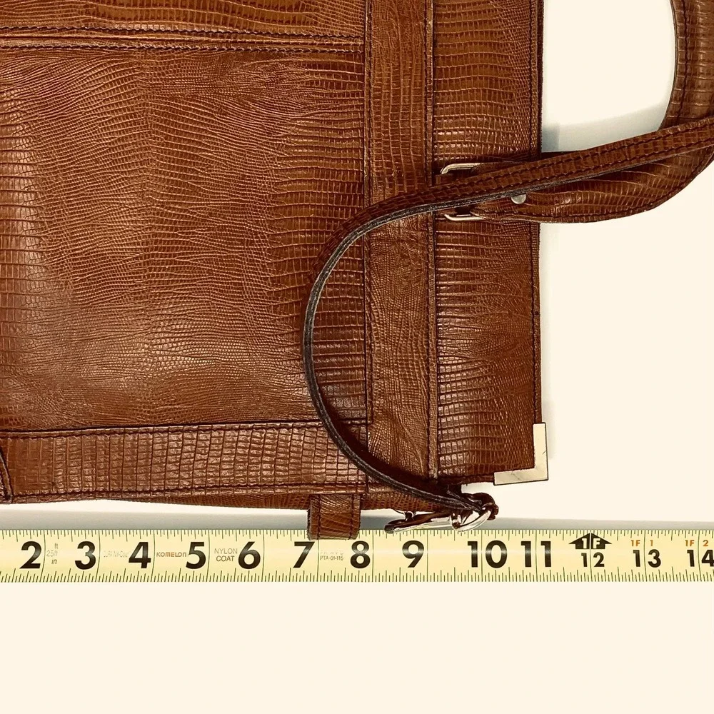 Smart Bags Vintage Brown Lizard Embossed Leather Briefcase Satchel Made in USA